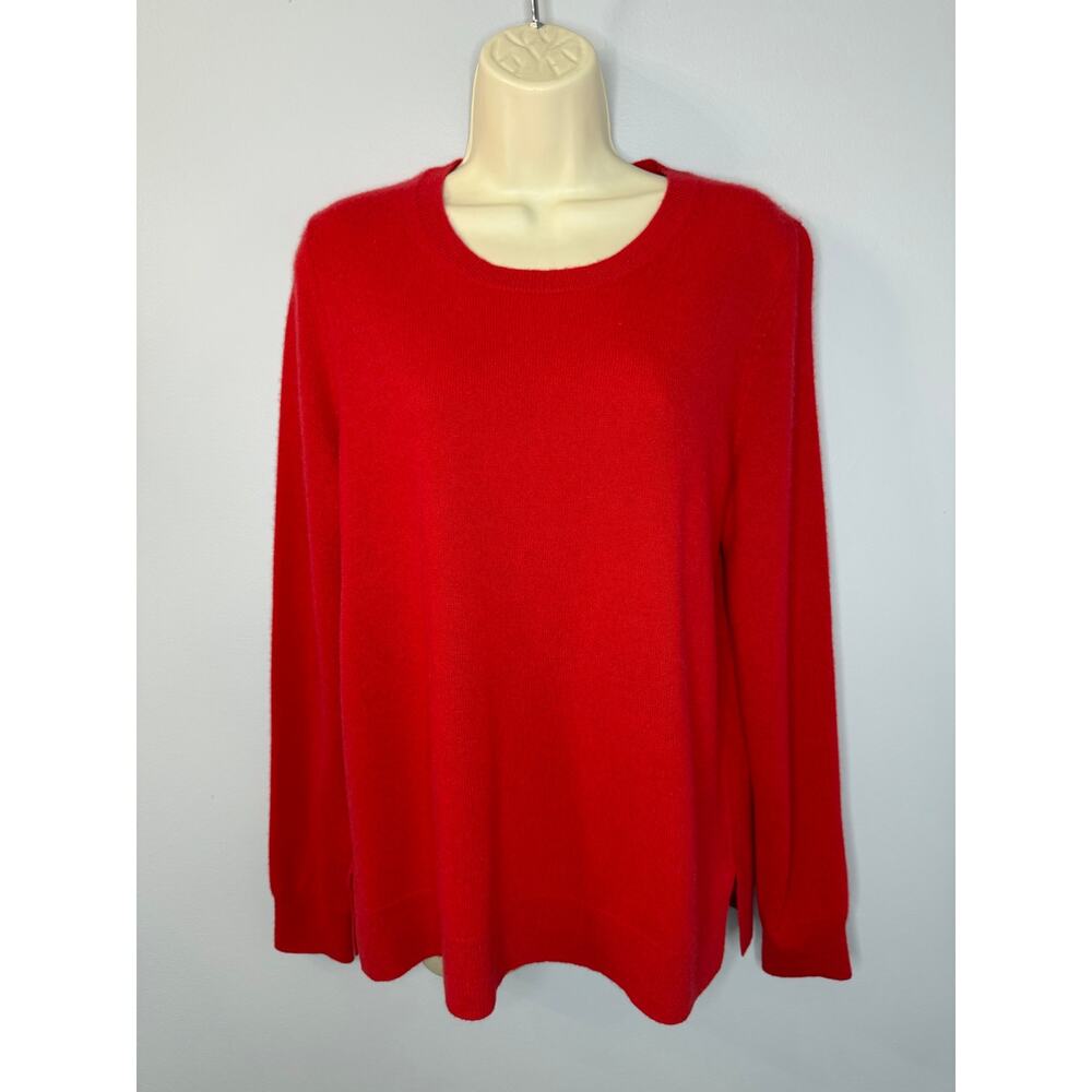 Saks Fifth Avenue Cashmere Red Sweater Women's XL Soft Luxury